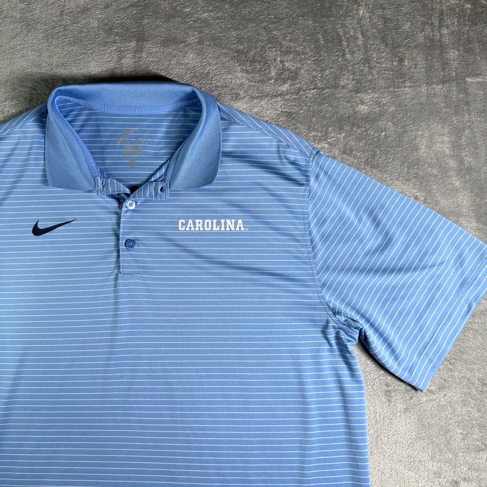 Nike North Carolina Tar Heels Dri-FIT Striped Polo Shirt Mens XL Blue